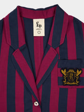 Paula Nymphaea Grape Hand-Woven Striped Blazer with Embroidery