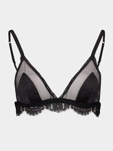Dolce & Gabbana Black Satin Lace Triangle Soft-Cup Bra