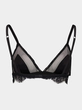 Dolce & Gabbana Black Satin Lace Triangle Soft-Cup Bra
