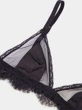 Dolce & Gabbana Black Satin Lace Triangle Soft-Cup Bra
