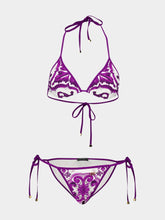 Dolce & Gabbana Purple Majolica Print Triangle Bikini
