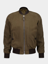 Tom Ford Dark Olive Suede Bomber Jacket
