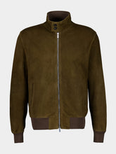 Boglioli Brown Suede Leather Bomber Jacket