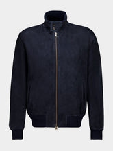Boglioli Navy Suede Leather Bomber Jacket