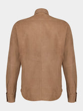 Boglioli Brown Leather Button-Up Overshirt Jacket