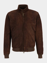 Boglioli Brown Suede Zip Bomber Jacket