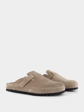 Officine Creative Agorà Taupe Suede Leather Slippers