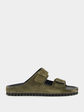 Officine Creative Military Green Agorà 010 Suede Slide Sandals