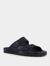 Officine Creative Blue Agorà 010 Suede Slide Sandals
