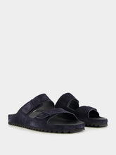 Officine Creative Blue Agorà 010 Suede Slide Sandals