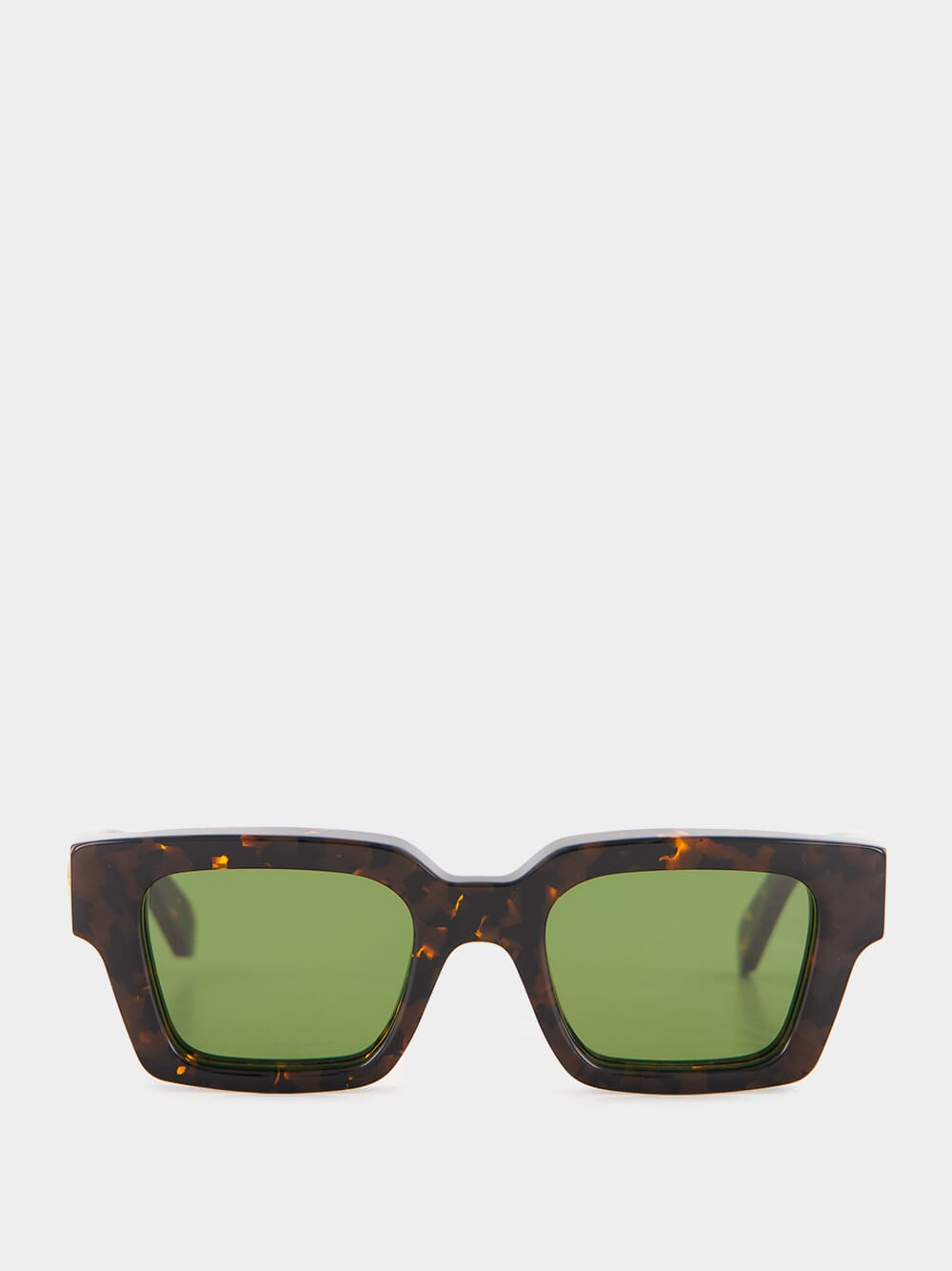 Off-White Tortoise Green Square Sunglasses | Fashion Clinic display picture 1