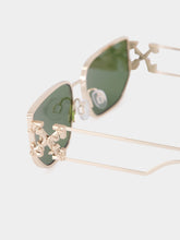 Off-White Allen Gold Metal Sunglasses with Green Lenses