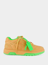 Off-White Saddle Brown and Green Out Of Office Leather Sneakers