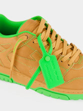 Off-White Saddle Brown and Green Out Of Office Leather Sneakers