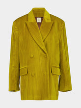 Paula Olimpia Golden Palm Velvet Plissé Blazer