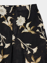 Off-White Black Linen Shorts with Floral Print