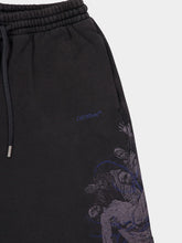 Off-White Vintage Black Faded Painting Cotton Sweatshorts