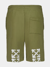 Off-White Khaki Green Spray Arrow Skate Sweatshorts