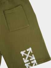 Off-White Khaki Green Spray Arrow Skate Sweatshorts