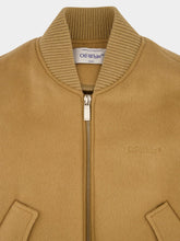 Off-White Light Brown Merino Wool Bomber Jacket