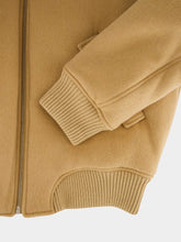 Off-White Light Brown Merino Wool Bomber Jacket