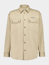 Off-White Beige Overshirt in Cotton with Stitch Details