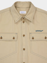 Off-White Beige Overshirt in Cotton with Stitch Details