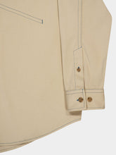 Off-White Beige Overshirt in Cotton with Stitch Details
