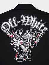 Off-White Black Cartoon Print Poplin Bowling Shirt
