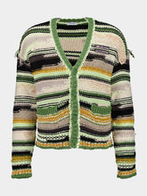 Off-White Green Premium Quality Striped Knit Cardigan