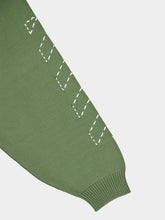 Off-White Green Embroidered-Logo Knitted Jumper