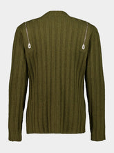 Off-White Beech Brown White Ribbed Wool Jumper with Side Zips