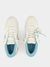 Off-White White and Light Blue Out of Office Sneakers