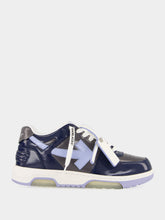 Off-White Grey Melange and Light Blue OOO Patent Sneakers