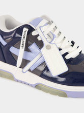 Off-White Grey Melange and Light Blue OOO Patent Sneakers