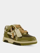 Off-White Army Green and Sand OOO Patent Sneakers