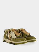 Off-White Army Green and Sand OOO Patent Sneakers