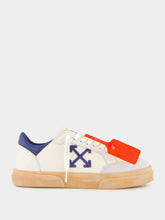 Off-White Beige and Blue Vulcanized Low-Top Sneakers