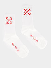 Off-White White and Red Cotton Mid-Calf Socks