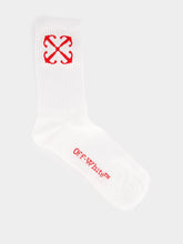 Off-White White and Red Cotton Mid-Calf Socks