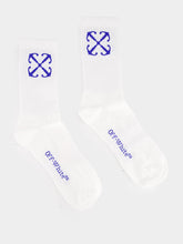 Off-White White and Blue Cotton Mid-Calf Socks