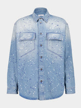 Off-White Blue Paint Effect Military Denim Shirt