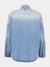 Blue Paint Effect Military Denim Shirt