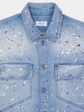 Off-White Blue Paint Effect Military Denim Shirt