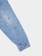 Off-White Blue Paint Effect Military Denim Shirt
