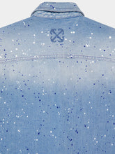 Off-White Blue Paint Effect Military Denim Shirt