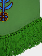 Paula Onyx Treetop Chenille Embroidered Dress with Fringes