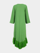 Paula Onyx Treetop Chenille Embroidered Dress with Fringes