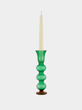 La DoubleJ Green Murano Glass Triple-Bubble Candlestick