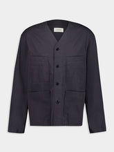 Lemaire Charcoal Collarless Cotton Twill Overshirt
